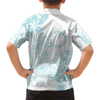 Turquoise Kuki Airani Tapakau Family Matching Off Shoulder Maxi Dress and Hawaiian Shirt Tribal Anchor Mix Tiare LT7 - Polynesian Pride