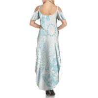 Turquoise Kuki Airani Tapakau Family Matching Summer Maxi Dress and Hawaiian Shirt Tribal Anchor Mix Tiare LT7 - Polynesian Pride