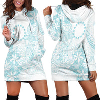 Turquoise Kuki Airani Tapakau Hoodie Dress Tribal Anchor Mix Tiare