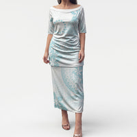 Turquoise Kuki Airani Tapakau Puletasi Tribal Anchor Mix Tiare LT7 Long Dress Turquoise - Polynesian Pride