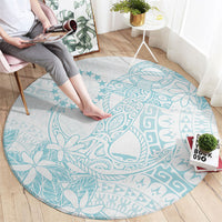 Turquoise Kuki Airani Tapakau Round Carpet Tribal Anchor Mix Tiare