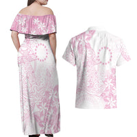 Candy Pink Kuki Airani Tapakau Couples Matching Off Shoulder Maxi Dress and Hawaiian Shirt Tribal Anchor Mix Tiare LT7 - Polynesian Pride
