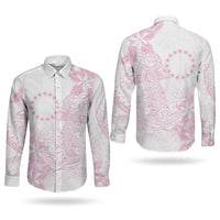 Candy Pink Kuki Airani Tapakau Couples Matching Off Shoulder Maxi Dress and Long Sleeve Button Shirt Tribal Anchor Mix Tiare LT7 - Polynesian Pride