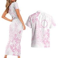 Candy Pink Kuki Airani Tapakau Couples Matching Short Sleeve Bodycon Dress and Hawaiian Shirt Tribal Anchor Mix Tiare LT7 - Polynesian Pride