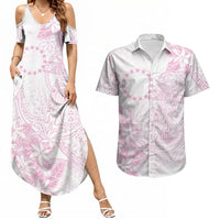 Candy Pink Kuki Airani Tapakau Couples Matching Summer Maxi Dress and Hawaiian Shirt Tribal Anchor Mix Tiare LT7 Candy Pink - Polynesian Pride