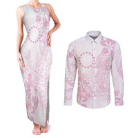 Candy Pink Kuki Airani Tapakau Couples Matching Tank Maxi Dress and Long Sleeve Button Shirt Tribal Anchor Mix Tiare LT7 Candy Pink - Polynesian Pride