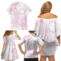 Candy Pink Kuki Airani Tapakau Family Matching Off Shoulder Short Dress and Hawaiian Shirt Tribal Anchor Mix Tiare LT7 - Polynesian Pride