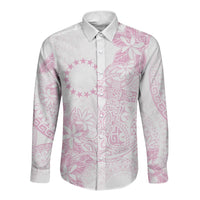 Candy Pink Kuki Airani Tapakau Long Sleeve Button Shirt Tribal Anchor Mix Tiare LT7 Unisex Candy Pink - Polynesian Pride
