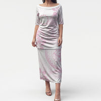 Candy Pink Kuki Airani Tapakau Puletasi Tribal Anchor Mix Tiare LT7 Long Dress Candy Pink - Polynesian Pride
