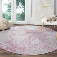 Candy Pink Kuki Airani Tapakau Round Carpet Tribal Anchor Mix Tiare