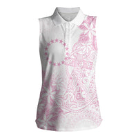 Candy Pink Kuki Airani Tapakau Women Sleeveless Polo Shirt Tribal Anchor Mix Tiare LT7 Female Candy Pink - Polynesian Pride