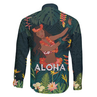 Hawaii Hula Girl Vintage Family Matching Off Shoulder Maxi Dress and Hawaiian Shirt Tropical Forest LT7 - Polynesian Pride