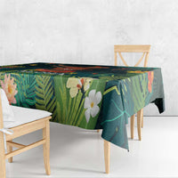 Hawaii Hula Girl Vintage Tablecloth Tropical Forest