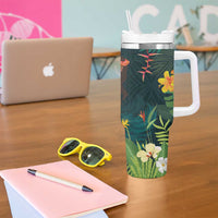 Hawaii Hula Girl Vintage Tumbler With Handle Tropical Forest