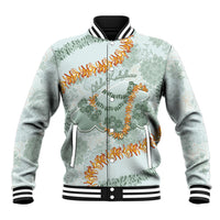 Hawaii Kaho'olawe Island Flowers Lei Baseball Jacket Silver Hinahina Kū Kahakai