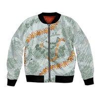 Hawaii Kaho'olawe Island Flowers Lei Bomber Jacket Silver Hinahina Kū Kahakai
