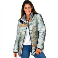 Hawaii Kaho'olawe Island Flowers Lei Padded Jacket Silver Hinahina Kū Kahakai