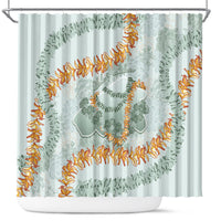 Hawaii Kaho'olawe Island Flowers Lei Shower Curtain Silver Hinahina Kū Kahakai