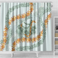 Hawaii Kaho'olawe Island Flowers Lei Shower Curtain Silver Hinahina Kū Kahakai