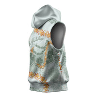 Hawaii Kaho'olawe Island Flowers Lei Sleeveless Hoodie Silver Hinahina Kū Kahakai