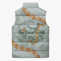Hawaii Kaho'olawe Island Flowers Lei Sleeveless Puffer Jacket Silver Hinahina Kū Kahakai