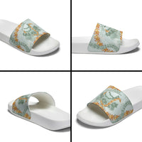 Hawaii Kaho'olawe Island Flowers Lei Slide Sandals Silver Hinahina Kū Kahakai