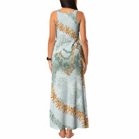 Hawaii Kaho'olawe Island Flowers Lei Tank Maxi Dress Silver Hinahina Kū Kahakai