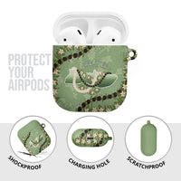 Hawaii Molokai Island Flowers Lei AirPods Case Kukui Nut Mossy Green