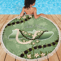 Hawaii Molokai Island Flowers Lei Beach Blanket Kukui Nut Mossy Green