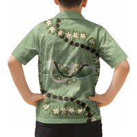 Hawaii Molokai Island Flowers Lei Hawaiian Shirt Kukui Nut Mossy Green LT7 - Polynesian Pride