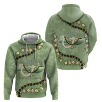 Hawaii Molokai Island Flowers Lei Hoodie Kukui Nut Mossy Green