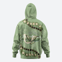 Hawaii Molokai Island Flowers Lei Hoodie Kukui Nut Mossy Green