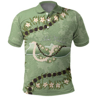 Hawaii Molokai Island Flowers Lei Polo Shirt Kukui Nut Mossy Green LT7 Moss Green - Polynesian Pride