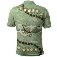 Hawaii Molokai Island Flowers Lei Polo Shirt Kukui Nut Mossy Green LT7 - Polynesian Pride