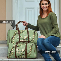 Hawaii Molokai Island Flowers Lei Travel Bag Kukui Nut Mossy Green