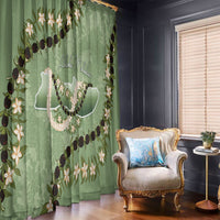 Hawaii Molokai Island Flowers Lei Window Curtain Kukui Nut Mossy Green