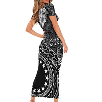 Kia Orana Cook Islands Family Matching Short Sleeve Bodycon Dress and Hawaiian Shirt Tiare and Stars LT7 - Polynesian Pride