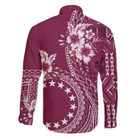 Kia Orana Cook Islands Family Matching Off Shoulder Short Dress and Hawaiian Shirt Tiare and Stars - Maroon LT7 - Polynesian Pride