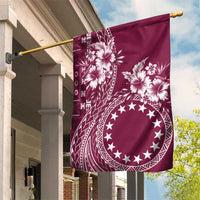 Kia Orana Cook Islands Garden Flag Tiare and Stars - Maroon LT7 House Flag Maroon - Polynesian Pride