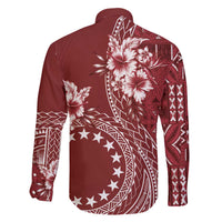 Kia Orana Cook Islands Family Matching Off Shoulder Short Dress and Hawaiian Shirt Tiare and Stars - Scarlet LT7 - Polynesian Pride