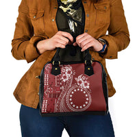 Kia Orana Cook Islands Shoulder Handbag Tiare and Stars - Scarlet