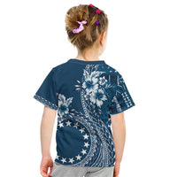 Kia Orana Cook Islands Kid T Shirt Tiare and Stars - Navy Blue