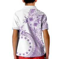 Kia Orana Cook Islands Kid Polo Shirt Tiare and Stars - Lavender