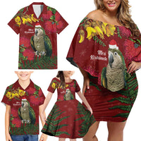Kakapo Bird New Zealand Family Matching Off Shoulder Short Dress and Hawaiian Shirt Floral Christmas LT7 - Polynesian Pride