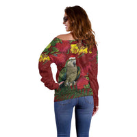 Kakapo Bird New Zealand Off Shoulder Sweater Floral Christmas LT7 - Polynesian Pride