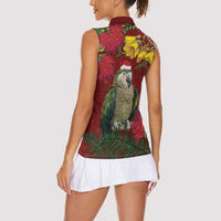 Kakapo Bird New Zealand Women Sleeveless Polo Shirt Floral Christmas