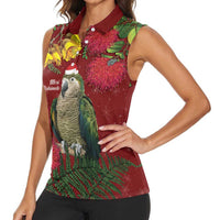 Kakapo Bird New Zealand Women Sleeveless Polo Shirt Floral Christmas