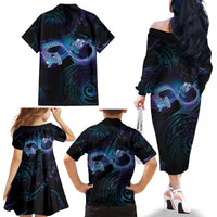 Polynesian Personalized Memorial Family Matching Off The Shoulder Long Sleeve Dress and Hawaiian Shirt Oceanic Infinity Symbol - Until We Meet Again LT7 - Polynesian Pride