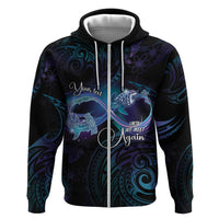 Polynesian Personalized Memorial Zip Hoodie Oceanic Infinity Symbol - Until We Meet Again LT7 Zip Hoodie Black - Polynesian Pride