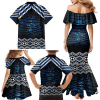New Zealand Matariki Family Matching Mermaid Dress and Hawaiian Shirt Galaxy Styled Taniko LT7 - Polynesian Pride